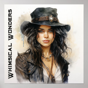 Poster Wonder Whimsical Steampunk Jeune femme Vintage