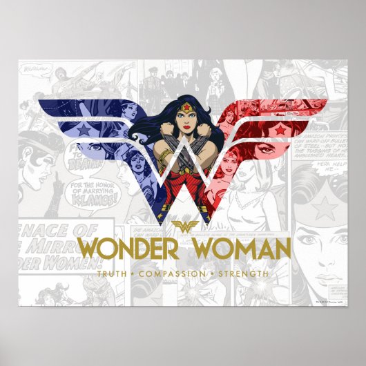 Poster Wonder Woman Crossed Arms dans le logo collage (Devant)