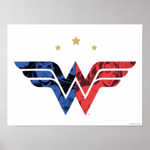 Poster Wonder Woman Modern & Retro Comic Overlay Logo