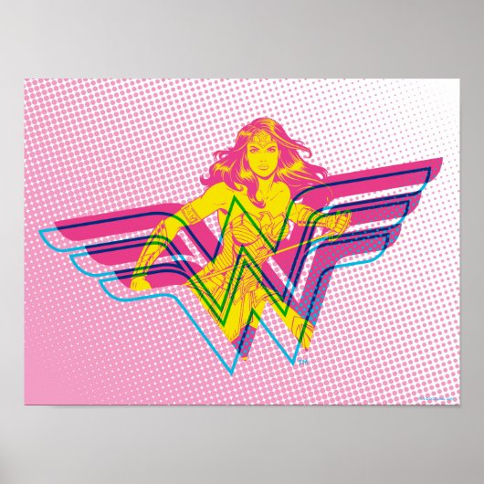 Poster Wonder Woman Yellow Pink Comic Art Logo (Devant)