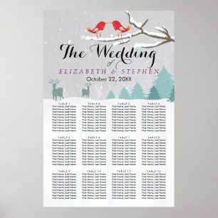 Poster Wonderland Birds Deer Winter Wedding Seating Chart