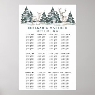 Poster Wonderland de la forêt d'hiver avec carte de siège