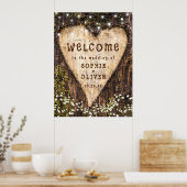 Poster Wood Bark Heart Country Rustic WELCOME Wedding (Cuisine)