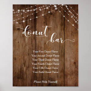 Poster Wood & Lights Donut Bar Wedding Reception Sign