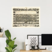 Poster Woodbury, NJ Carte panoramique - 1886 (Bureau à domicile)