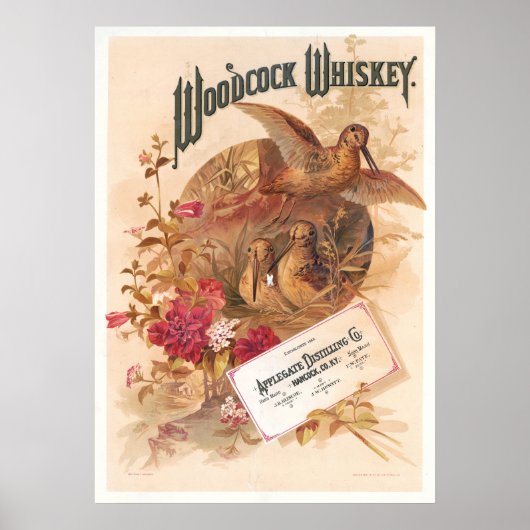 Poster Woodcock Whiskey Publicité Vintage (Devant)