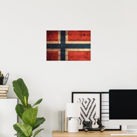 Poster Wooden Norway Flag (Bureau à domicile)