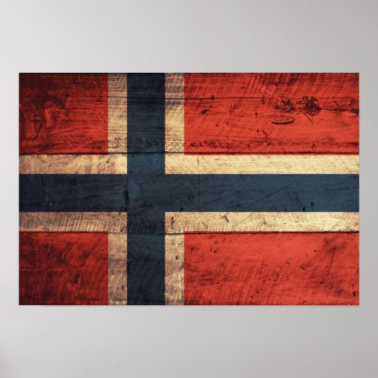 Poster Wooden Norway Flag (Devant)