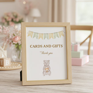 Poster Woodland Animals Baby Shower Tabletop Sign