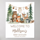 Poster Woodland Animals Baby Shower Welcome Sign (Devant)