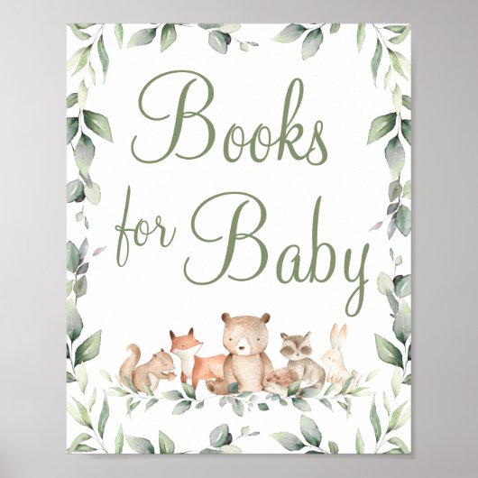 Poster Woodland Animals Livres verts pour Baby Tabletop (Devant)