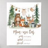 Poster Woodland Animals Shower Late Night Diapers Sign (Devant)