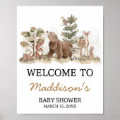 Poster Woodland Animaux Aventure Attend Bienvenue (Devant)