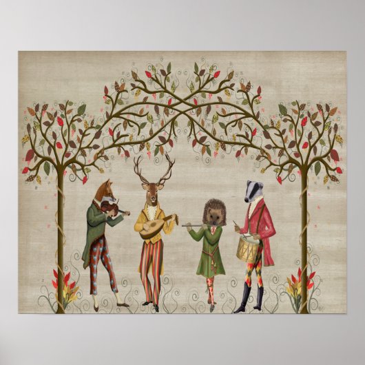 Poster Woodland Animaux Minstrel Group (Devant)