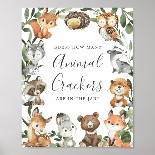 Poster Woodland Baby Devine Combien De Crackers Animaux (Devant)