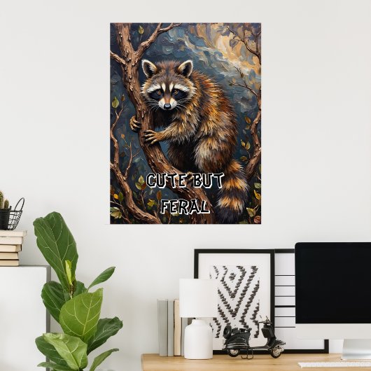 Poster Woodland Bandit : Raccoon dans les branches (Bureau à domicile)