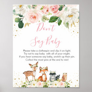 Poster Woodland Blush Floral Ne pas dire Baby Game