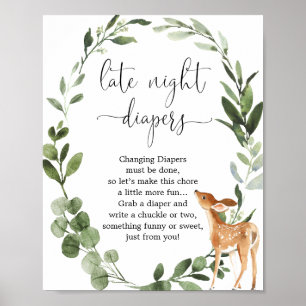 Poster Woodland Deer Late nuit couches baby shower signe