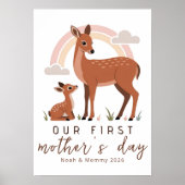Poster Woodland Deer Mom Baby First Mothers Day Calm Art (Devant)