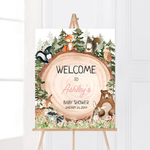 Poster Woodland Floral Bois Slice Bienvenue