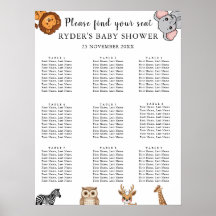 Woodland Forest Animals Baby Shower Seating Charts