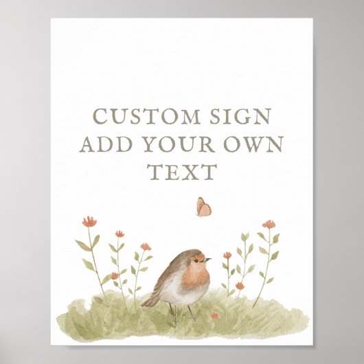 Poster Woodland Forest Bird Baby shower Texte personnalis (Devant)