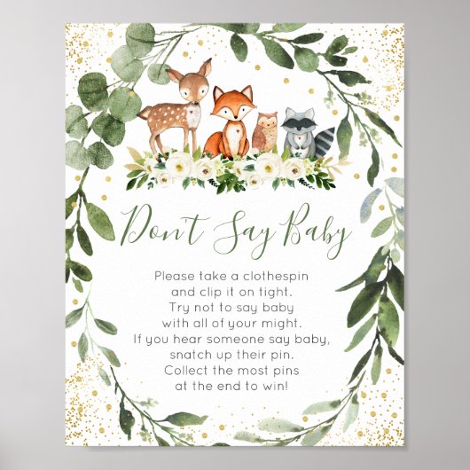 Poster Woodland Greenery Don't Say Baby Game (Devant)