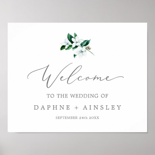 Poster Woodland Greenery Mariage Bienvenue (Devant)