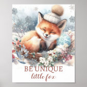 Poster Woodland hiver mignon renard Nouveau-né fille art (Devant)