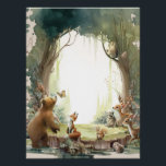 Poster Woodland Laisser l'aventure commencer le Baby show<br><div class="desc">Présentez l'affiche du Baby shower Woodland Party! Cette adorable oeuvre présente une charmante scène boisée avec un ours mignon,  papillon,  cerf,  renard,  écureuil,  raton laveur,  hérisson et hibou.</div>