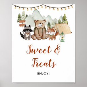 Poster Woodland One Happy Camper 1er Anniversaire Sweet T