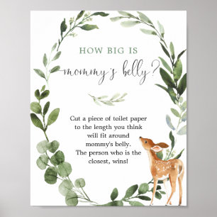 Poster Woodland Quelle taille est le jeu de baby shower d