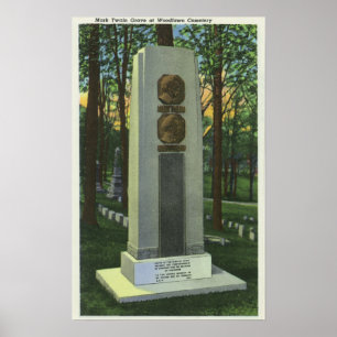 Poster Woodlawn Cemetery, Mark Twain Gravestone Scene
