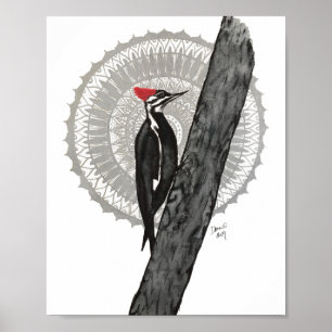Poster Woodpecker Mandala 8x10 Imprimer