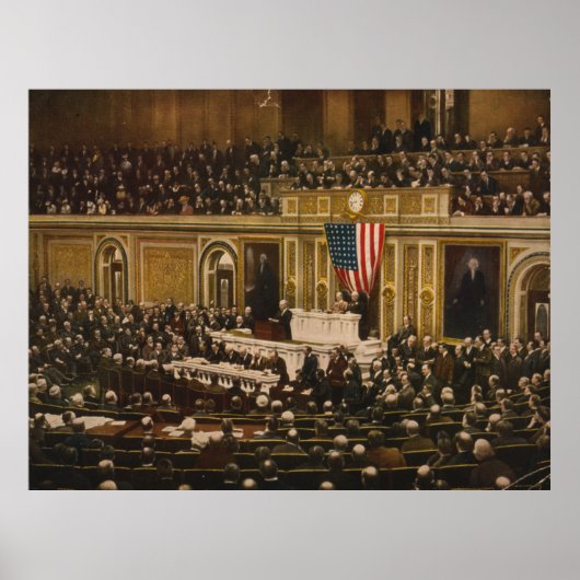 Poster Woodrow Wilson demande au Congrès de déclarer la g (Devant)