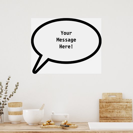 Poster Word Balloon, YourMessageHere ! (Cuisine)