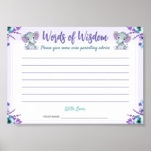 Poster Words of Wisdom Advice Twin Girl Shower Card