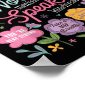 Poster Words Speak Kindness Insrational Floral Sitive  (Coin)
