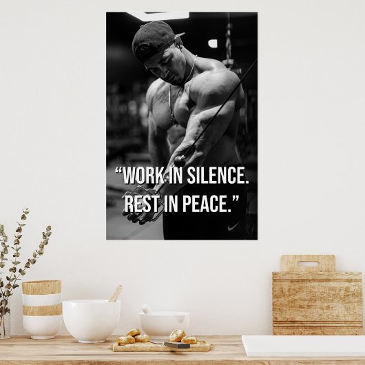 Poster Work in Silence Rest in Peace Gym Motivation Quote (Cuisine)