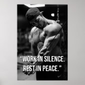 Poster Work in Silence Rest in Peace Gym Motivation Quote (Devant)