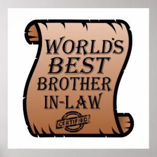 Poster World Best Brother-in-law Certificat drôle