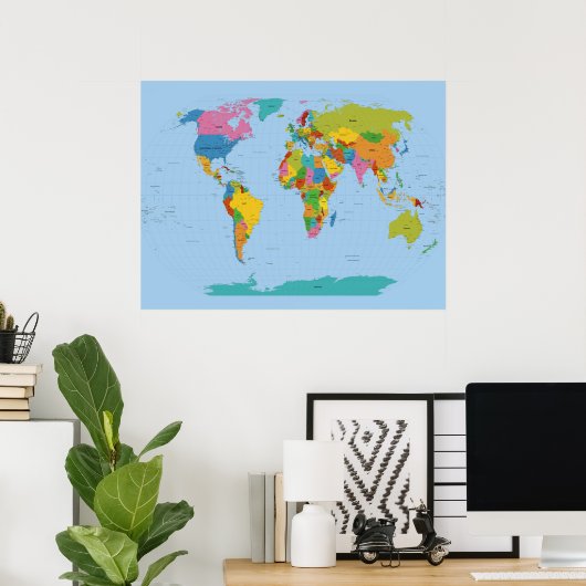 Poster World Map Bright (Bureau à domicile)