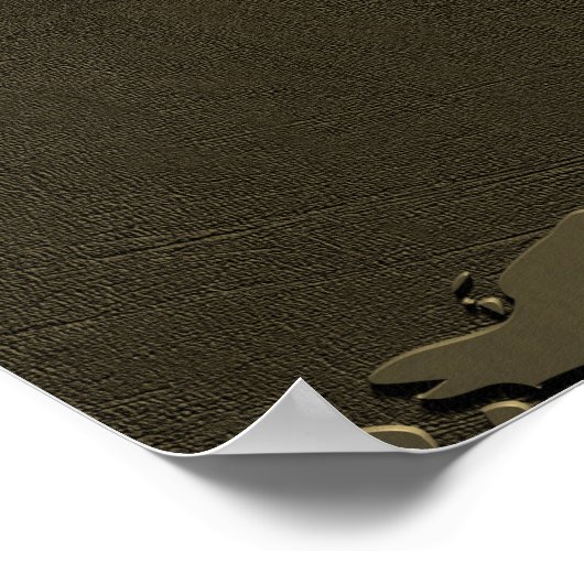 Poster World Map Gold (Coin)