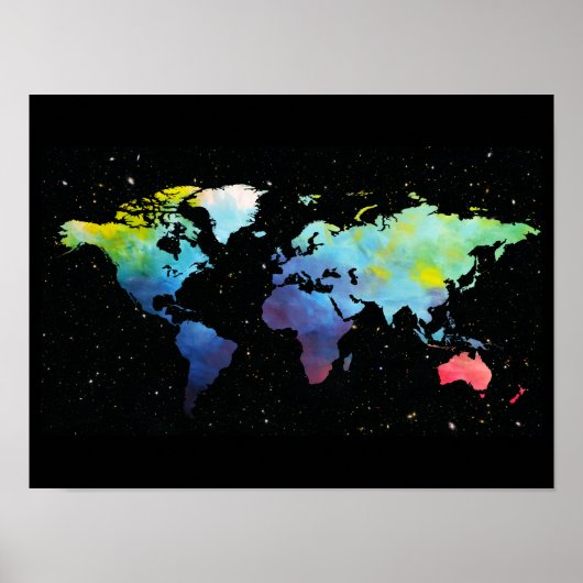 Poster World Map in Space (Devant)