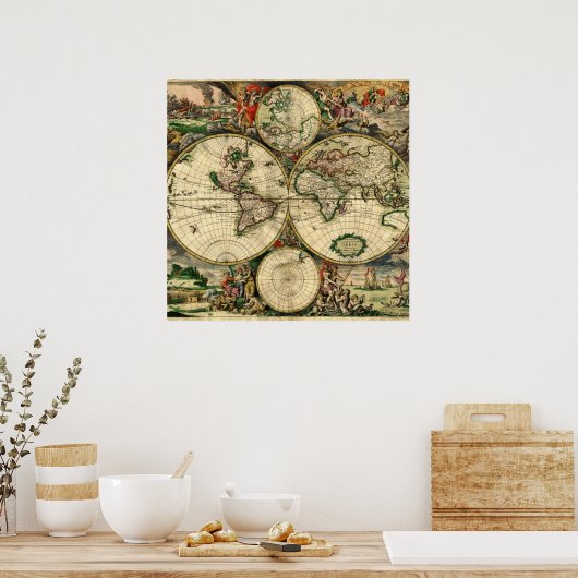 Poster World Map of 1689 Toxiques (Cuisine)