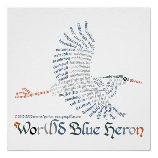 Poster World Word Blue Heron (Devant)