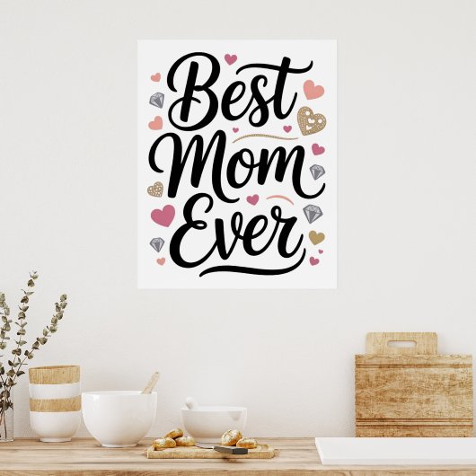 Poster World's Best Mom Diamonds Personalized (Cuisine)