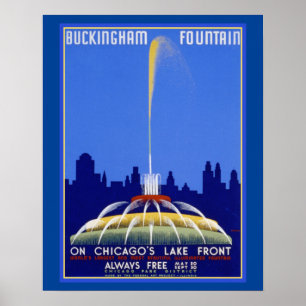 Poster WPA Buckingham Fountain Chicago Ill