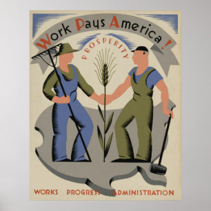 Poster WPA Vintage pour le travail Pays Amérique