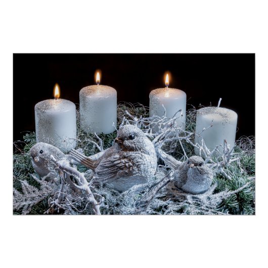 Poster Wreath de l'Avent blanc (Devant)